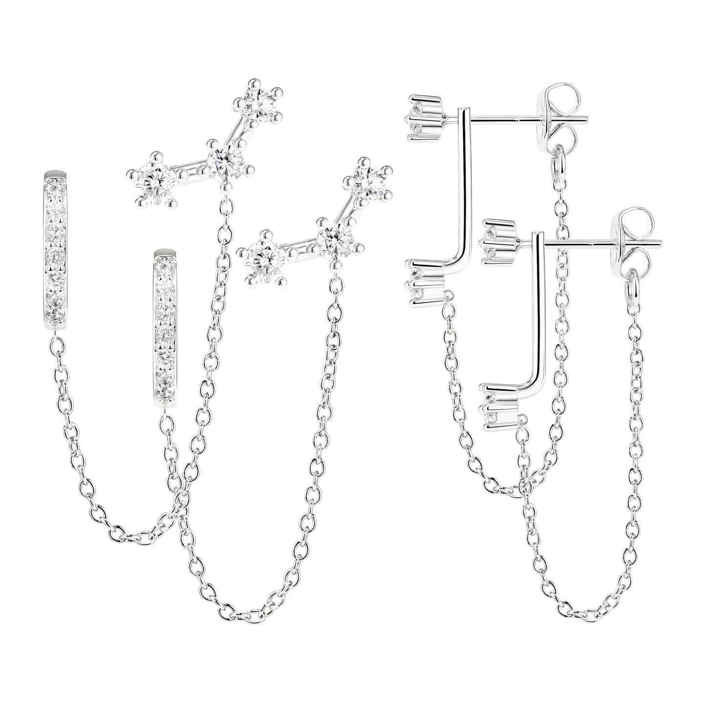 3-Pair Birthstone Hoop Earrings Set