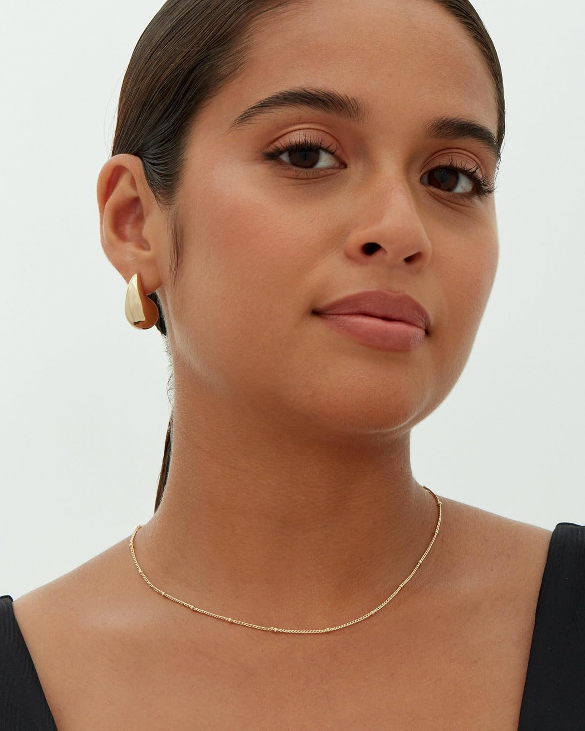 Gold-Tone Silver-Tone Teardrop Chunky Hoop Earrings