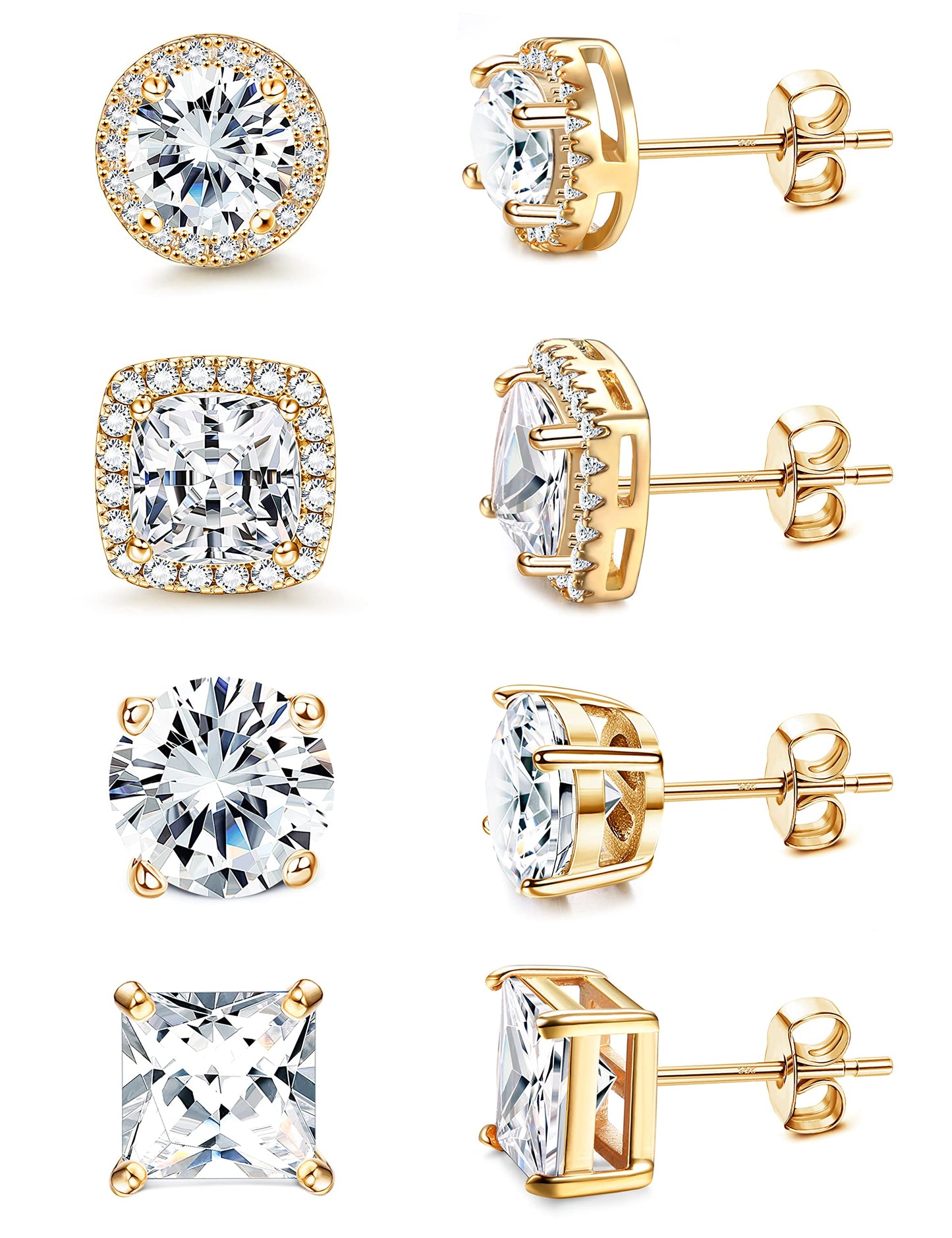 Gold-Tone Silver-Tone CZ Stud Earrings