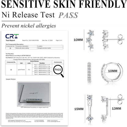 FIASASO 3 Pairs 925 Sterling Silver Hypoallergenic Earrings Set for Multiple Piercing Dainty 14K Gold Plated Stud Huggie Small Hoop Earrings for Women Trendy Cute Earring Stacks for Sensitive Ears