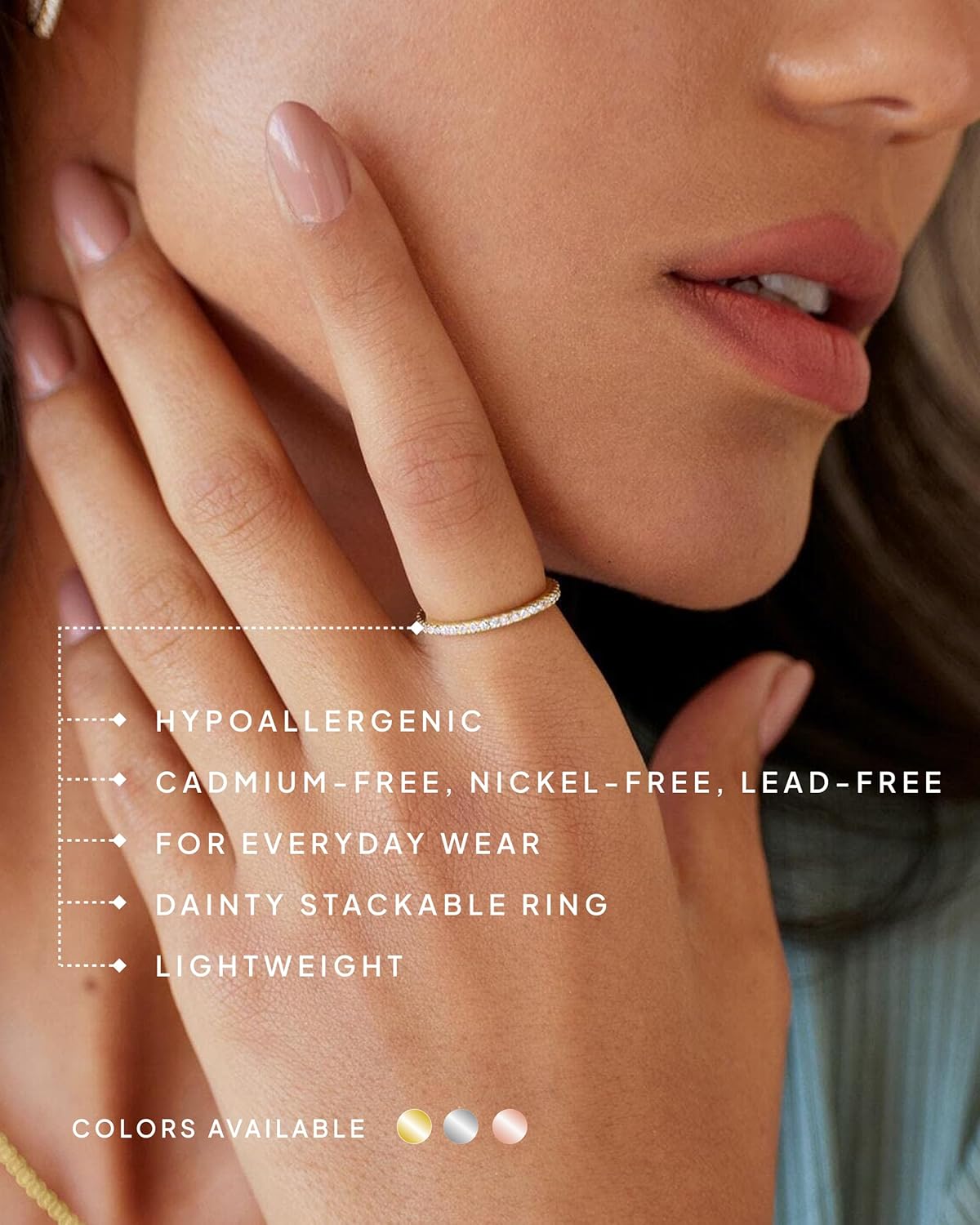 Gold-Tone Silver-Tone CZ Stackable Ring