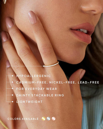 Gold-Tone Silver-Tone CZ Stackable Ring