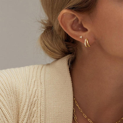 Gold Hoop Earrings for Women, 14K Gold Plated Hypoallergenic Cubic Zirconia Earrings Trendy Small Dainty Gold Hoops Earrings Set Jewelry Multiple Piercing Gifts for Women