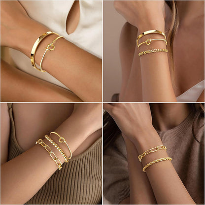 14K Gold Plated 925 Silver Beaded Bracelet Set