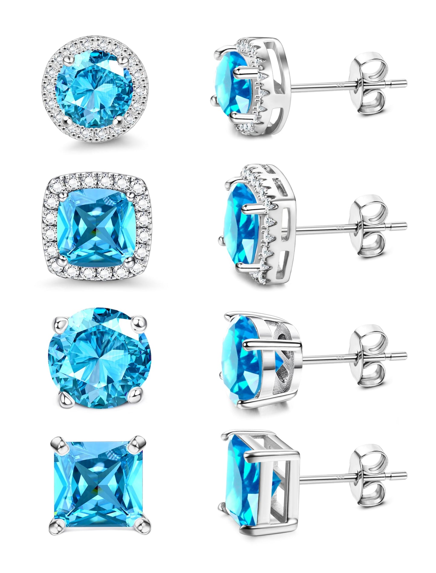 Gold-Tone Silver-Tone CZ Stud Earrings