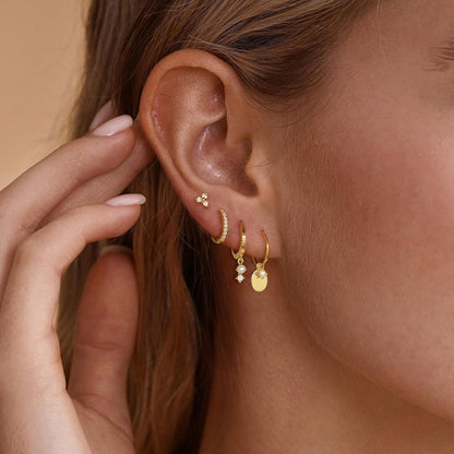 Gold-Tone Pearl Stackable Hoop Earrings