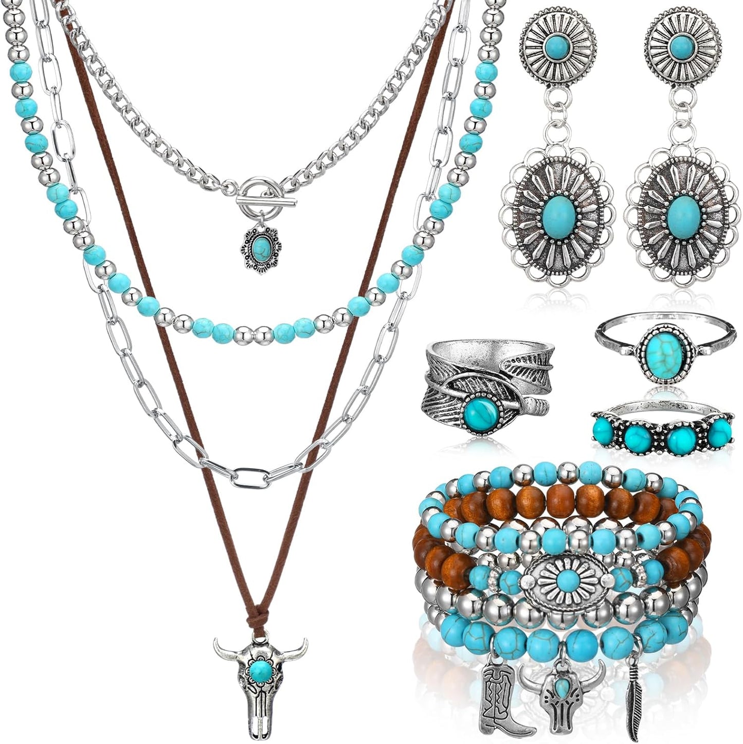 Turquoise Boho Jewelry Set