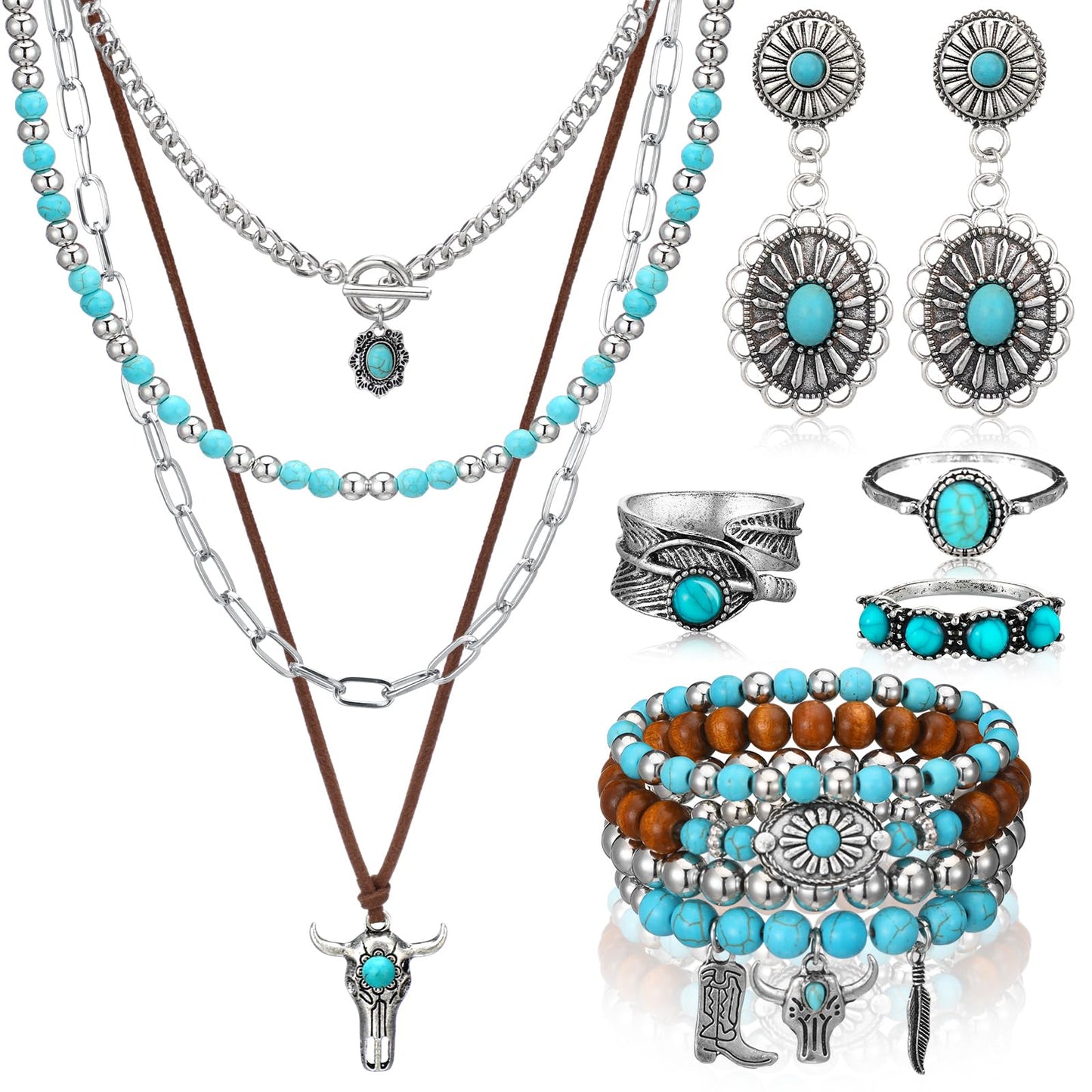 Turquoise Boho Jewelry Set