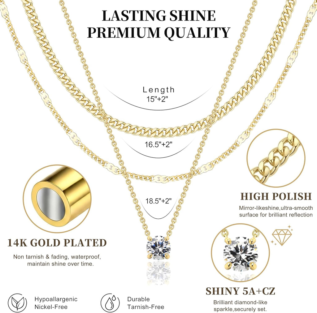 14K Gold Layered Necklace Set