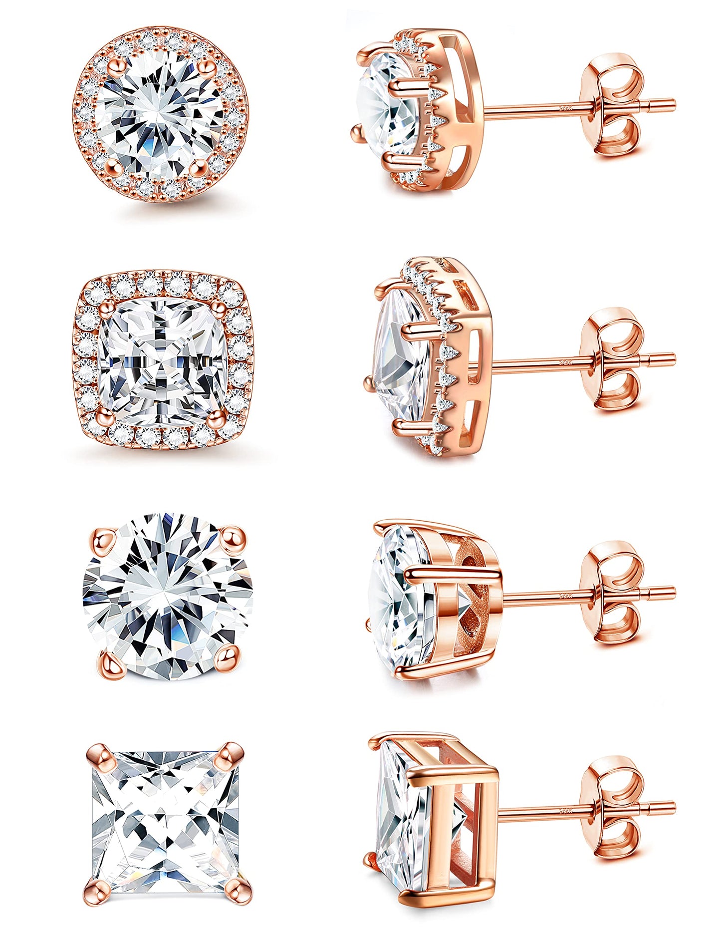 Gold-Tone Silver-Tone CZ Stud Earrings