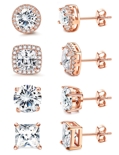 Gold-Tone Silver-Tone CZ Stud Earrings