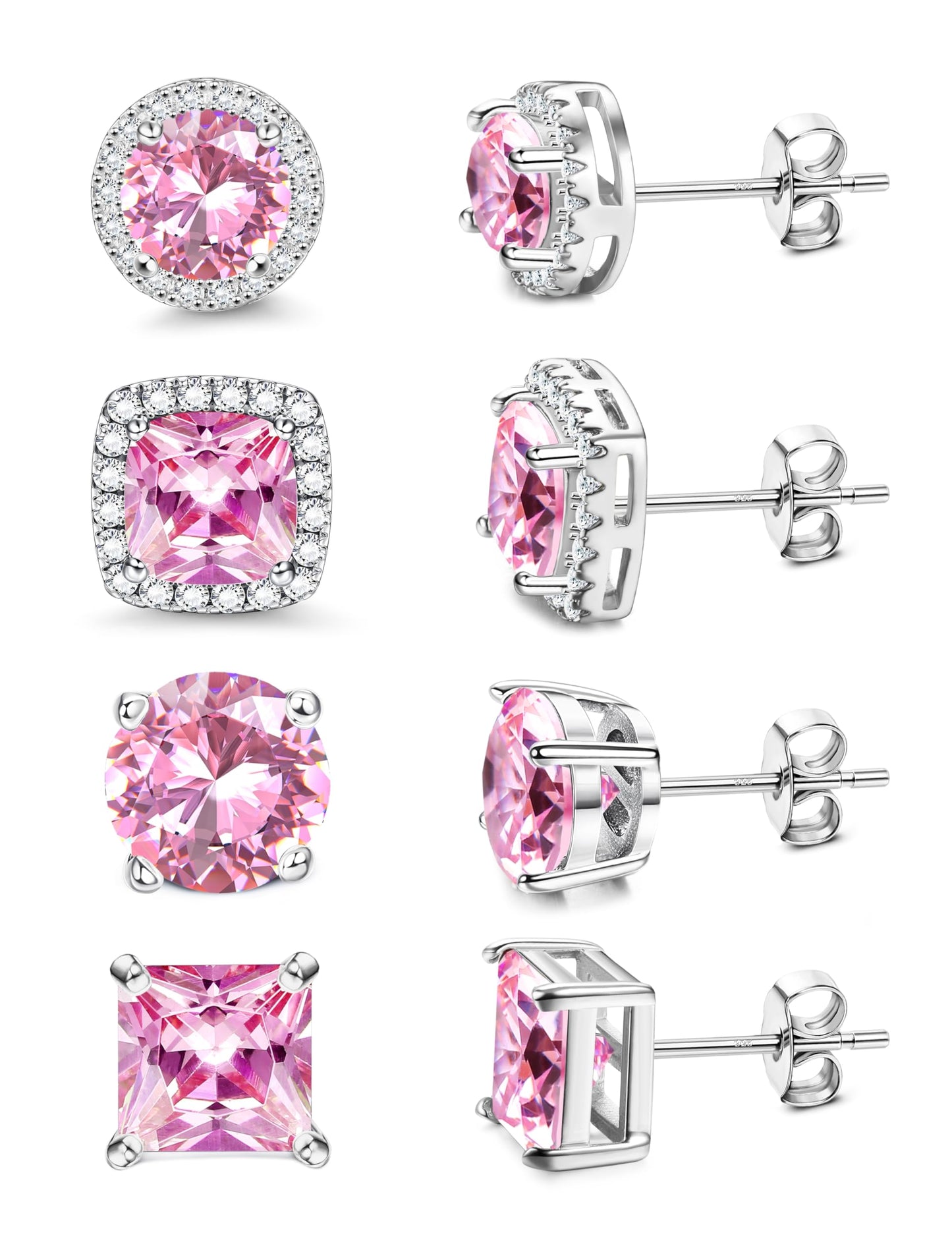 Gold-Tone Silver-Tone CZ Stud Earrings
