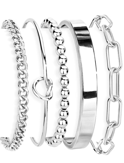 14K Gold Plated 925 Silver Beaded Bracelet Set