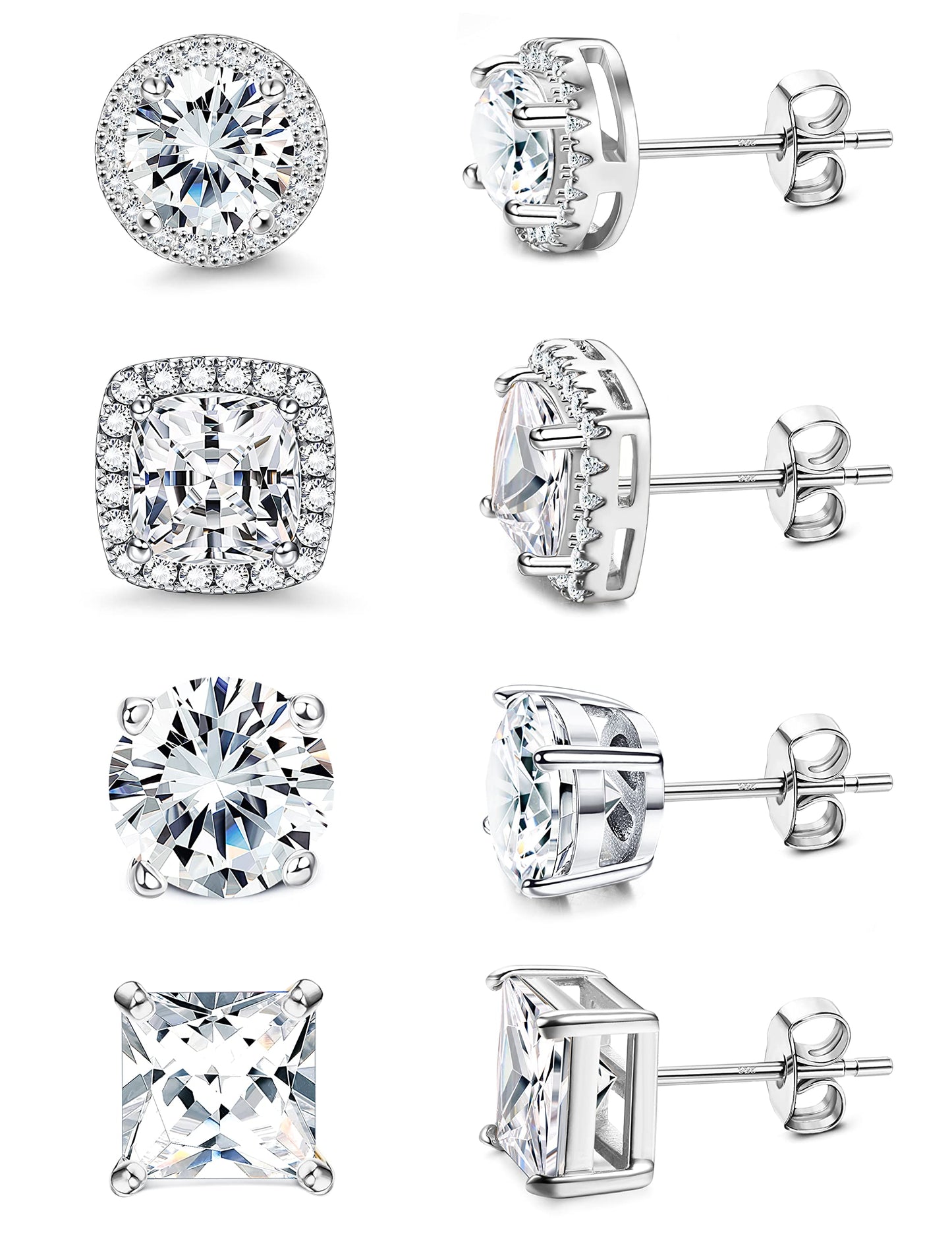 Gold-Tone Silver-Tone CZ Stud Earrings