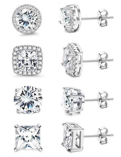 Gold-Tone Silver-Tone CZ Stud Earrings