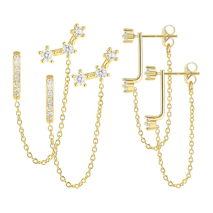 3-Pair Birthstone Hoop Earrings Set