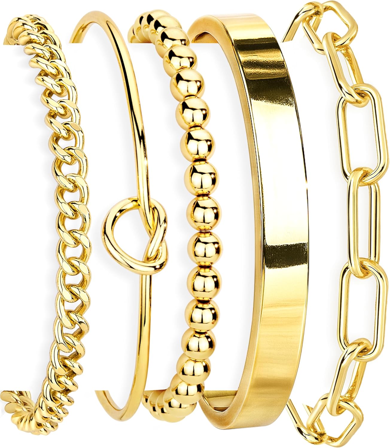 14K Gold Plated 925 Silver Beaded Bracelet Set