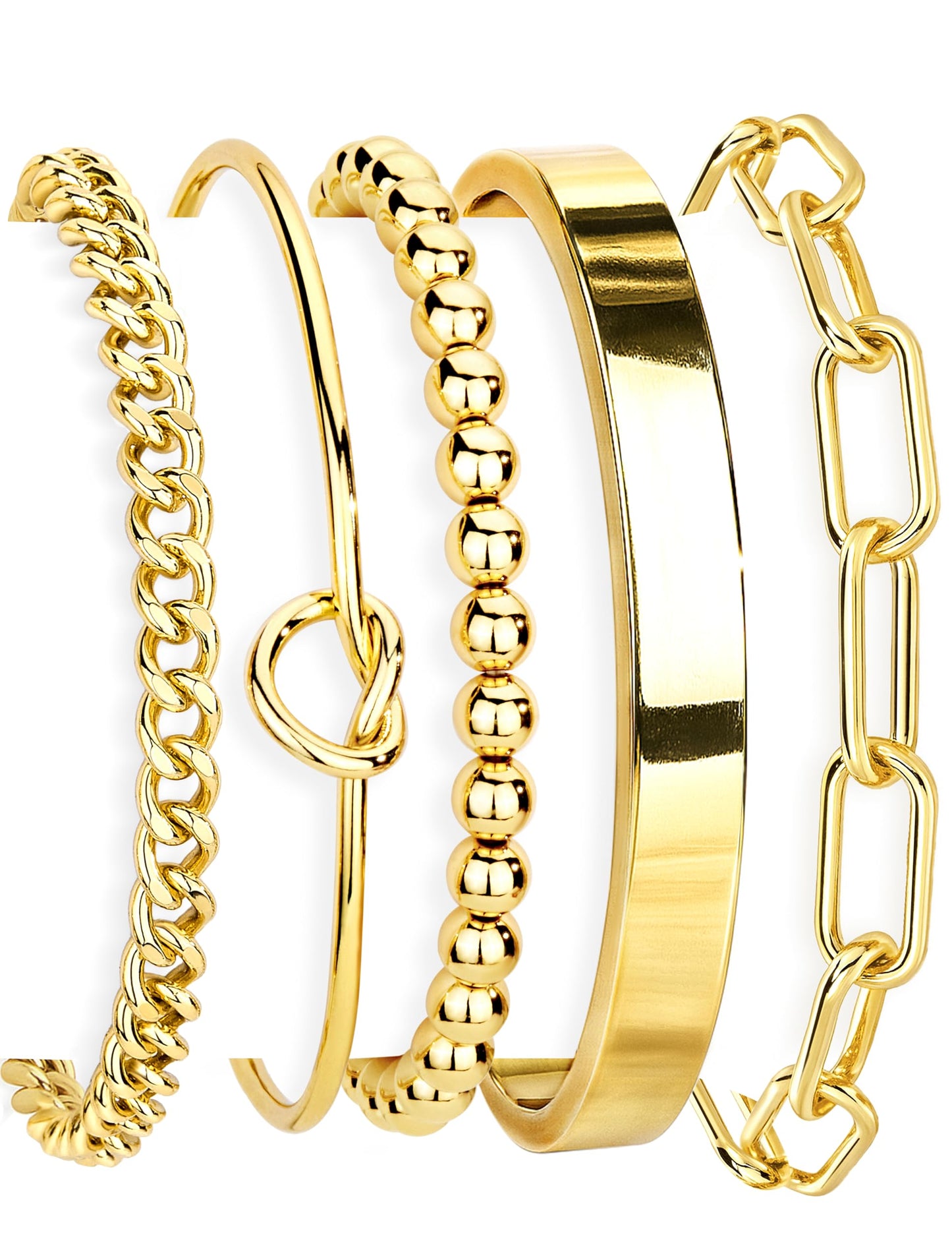 14K Gold Plated 925 Silver Beaded Bracelet Set