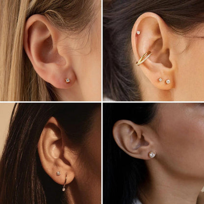 5-Pair 14K Gold Plated 925 Silver Earrings Set
