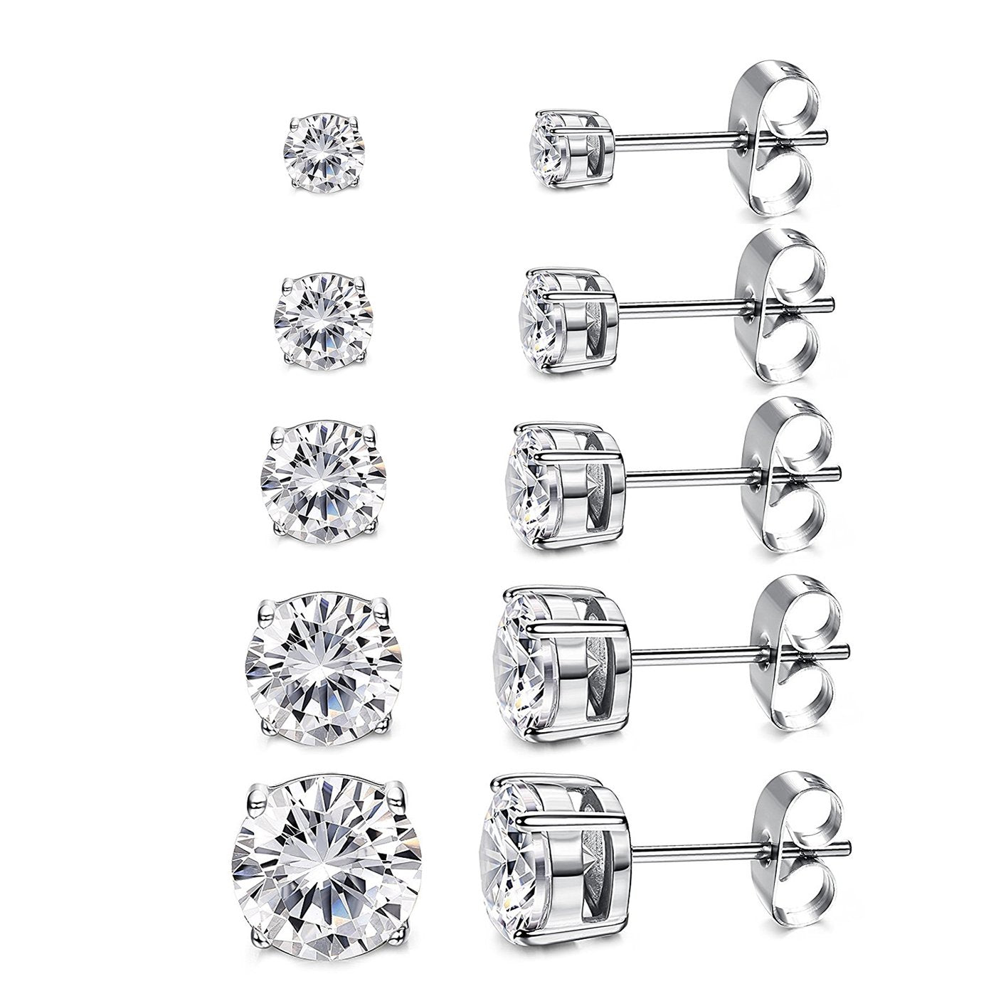 5-Pair 14K Gold Plated 925 Silver Earrings Set