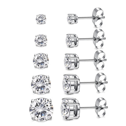 5-Pair 14K Gold Plated 925 Silver Earrings Set