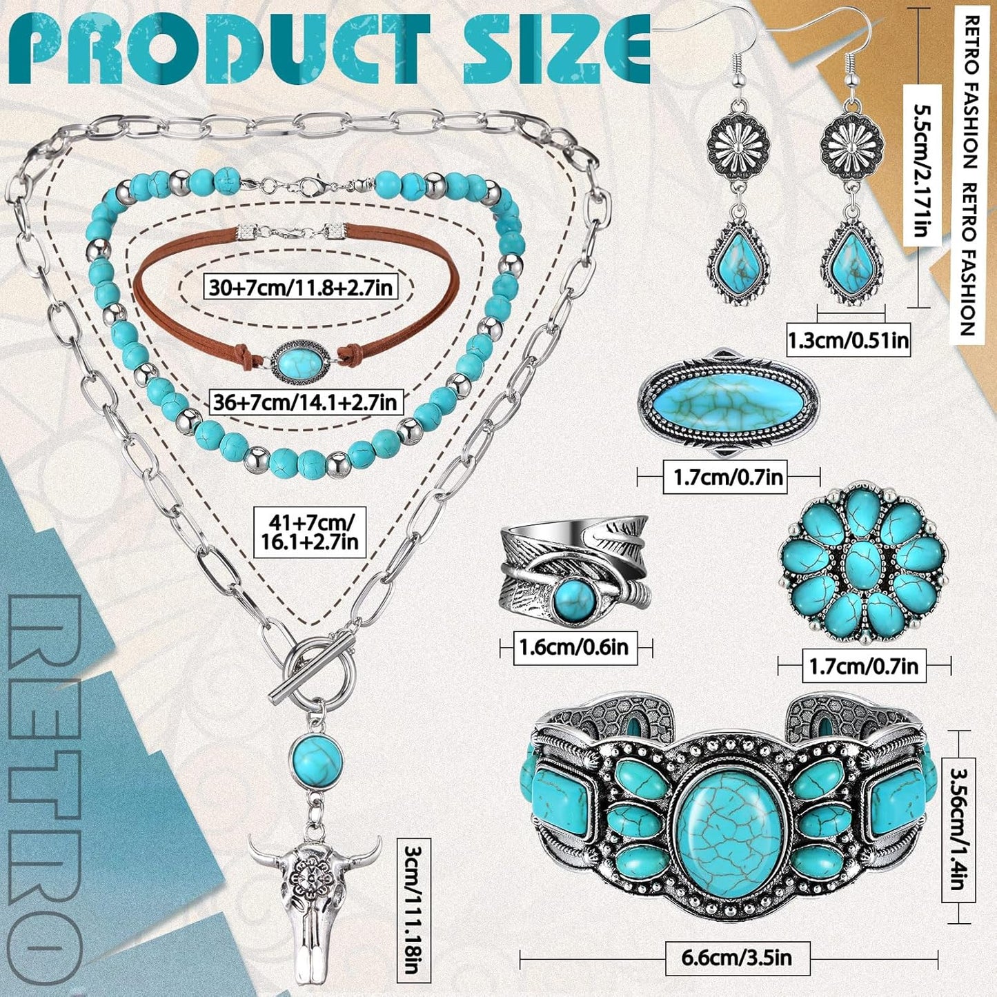 Turquoise Boho Jewelry Set