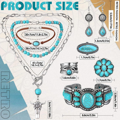Turquoise Boho Jewelry Set