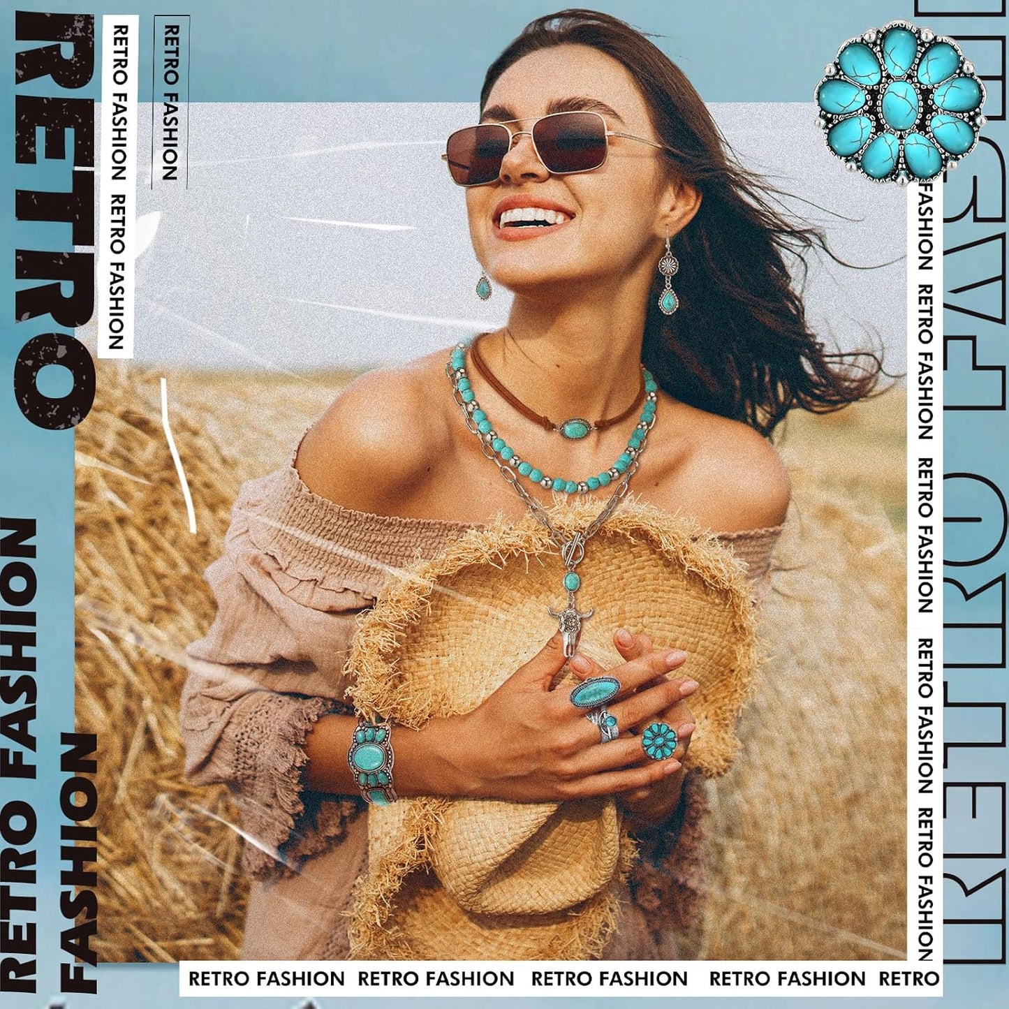 Turquoise Boho Jewelry Set