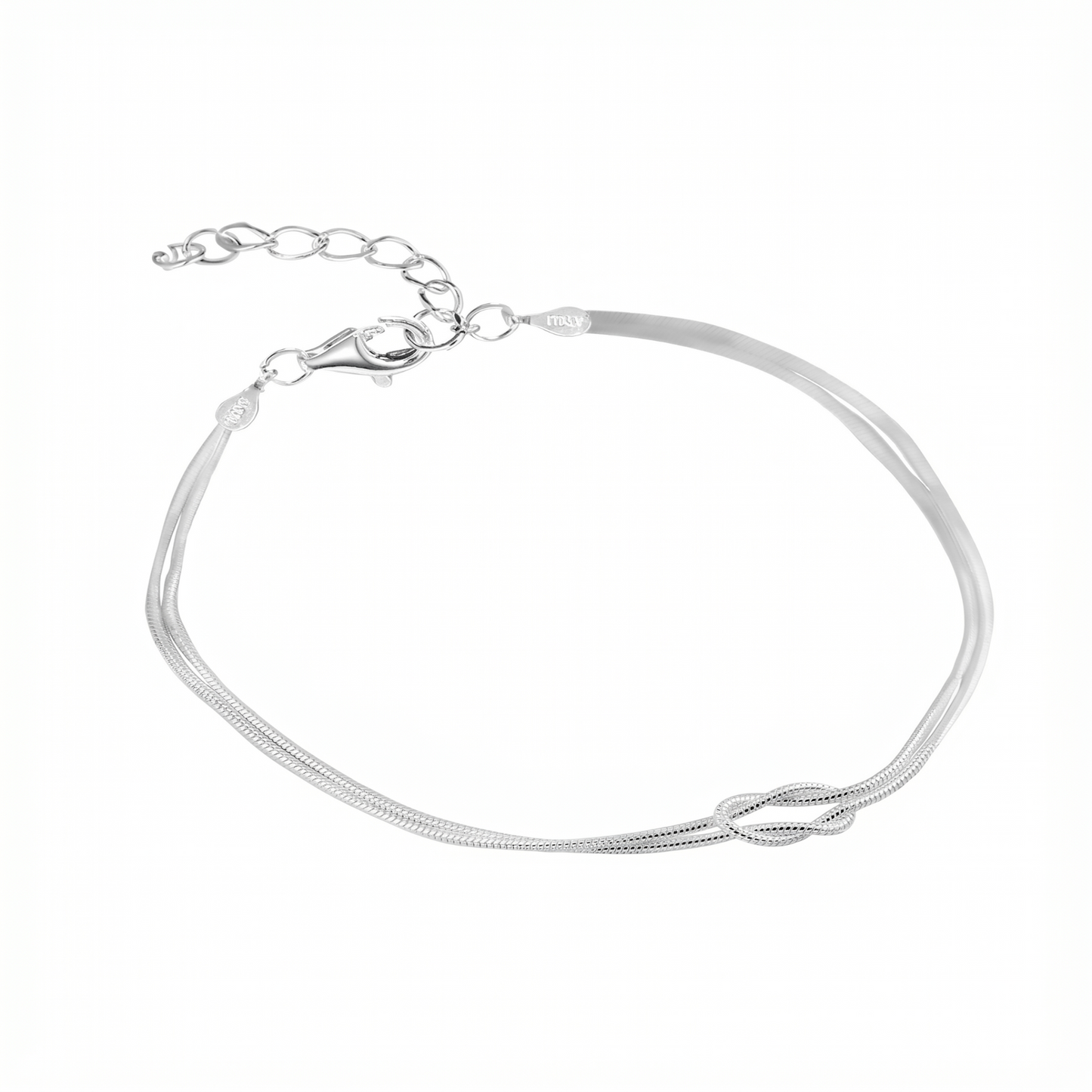 925 Silver Plated Knot Double Layer Bracelet for Women, Light Luxury & Trendy