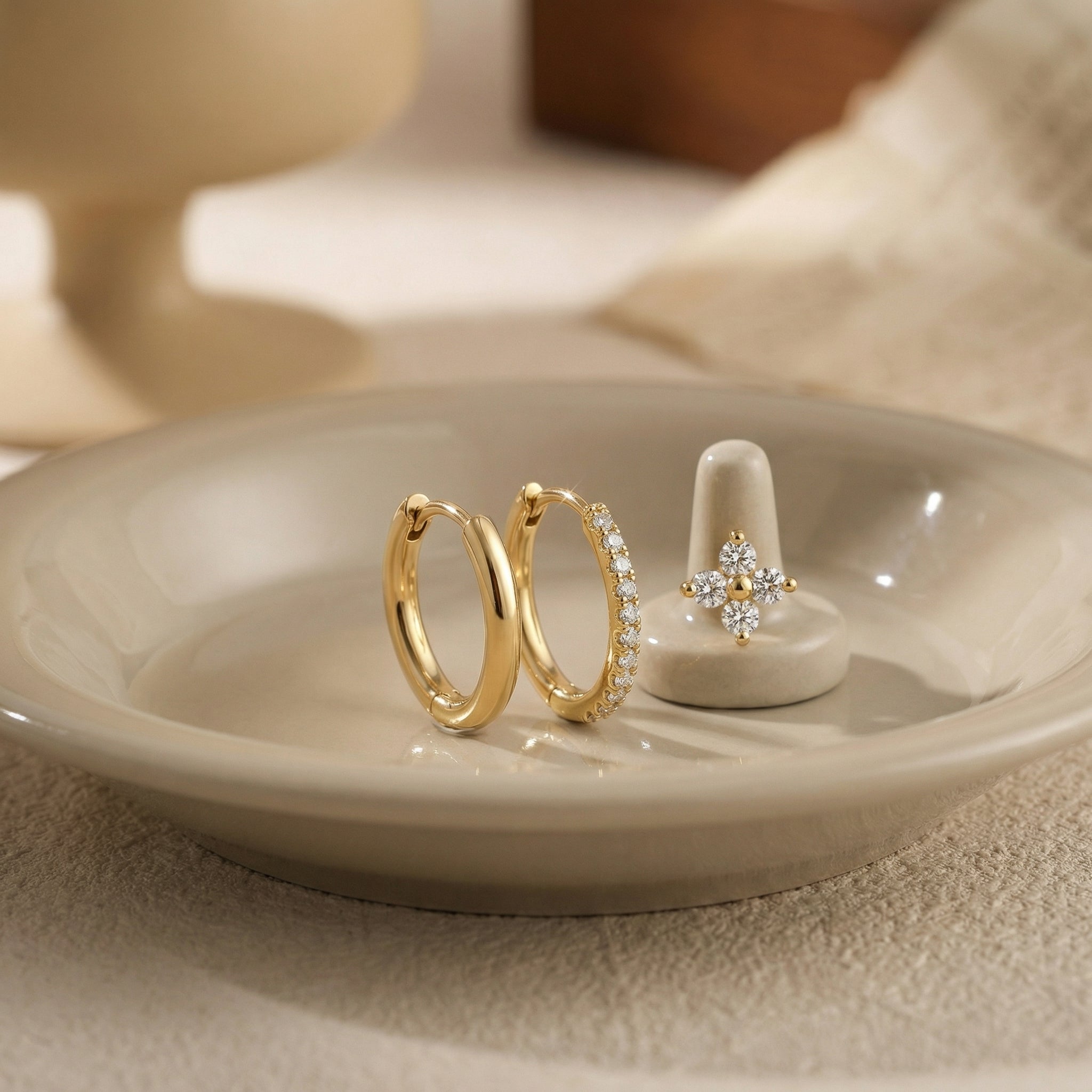 Gold Layered Stackable Stud Earrings