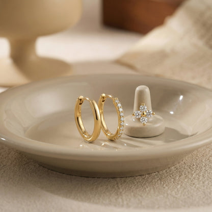 Gold Layered Stackable Stud Earrings