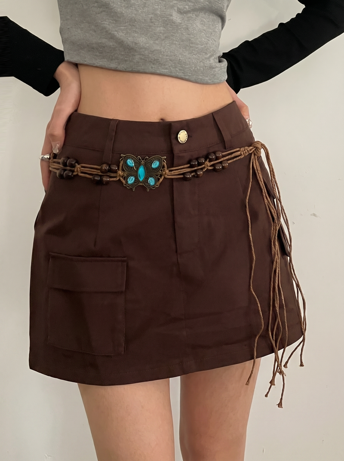 Bohemian-style butterfly belt for women, designed to complement dresses; a sophisticated decorative waist chain, waist sash or waist cord