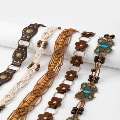 Bohemian-style butterfly belt for women, designed to complement dresses; a sophisticated decorative waist chain, waist sash or waist cord