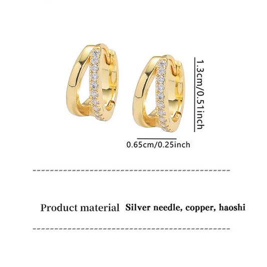 925 Silver Gold CZ Hoop Earrings