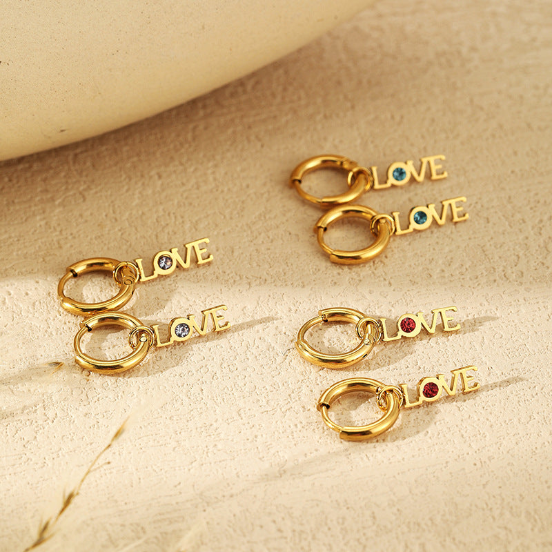 LOVE Zirconia Dangle Earrings