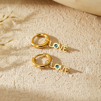 LOVE Zirconia Dangle Earrings