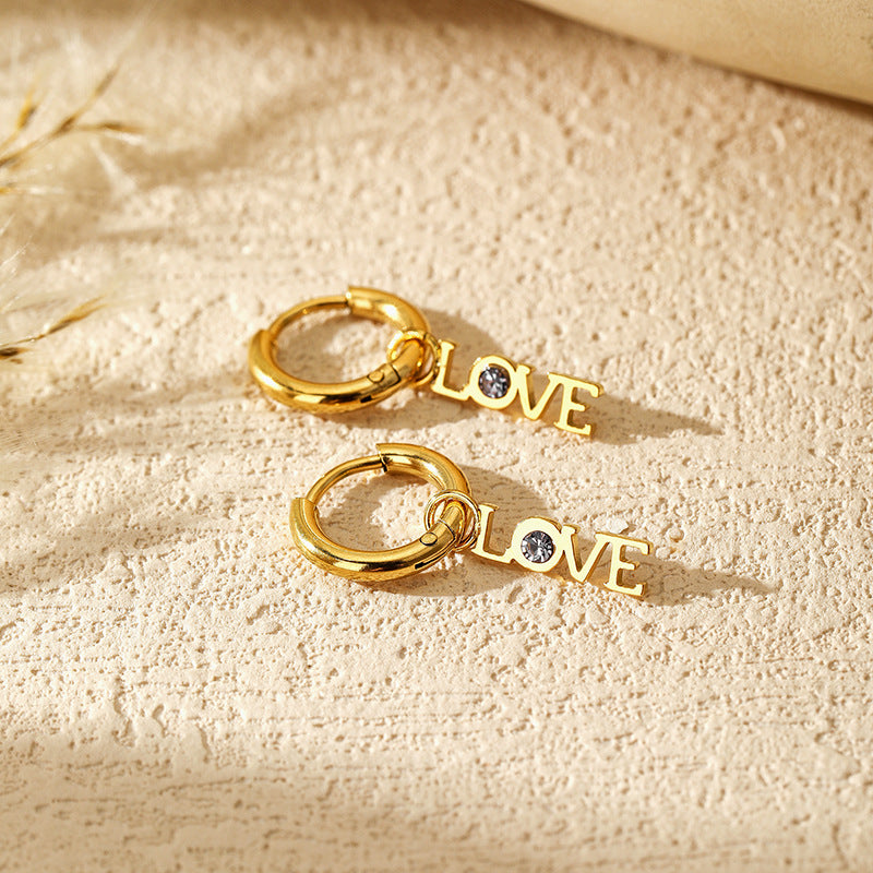 LOVE Zirconia Dangle Earrings