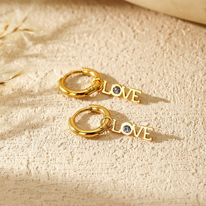 LOVE Zirconia Dangle Earrings