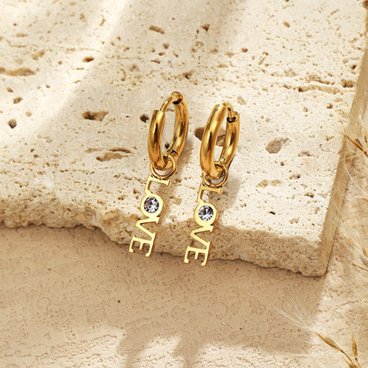 LOVE Zirconia Dangle Earrings