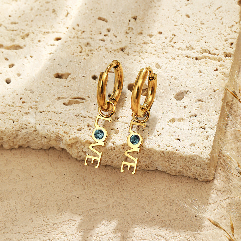 LOVE Zirconia Dangle Earrings