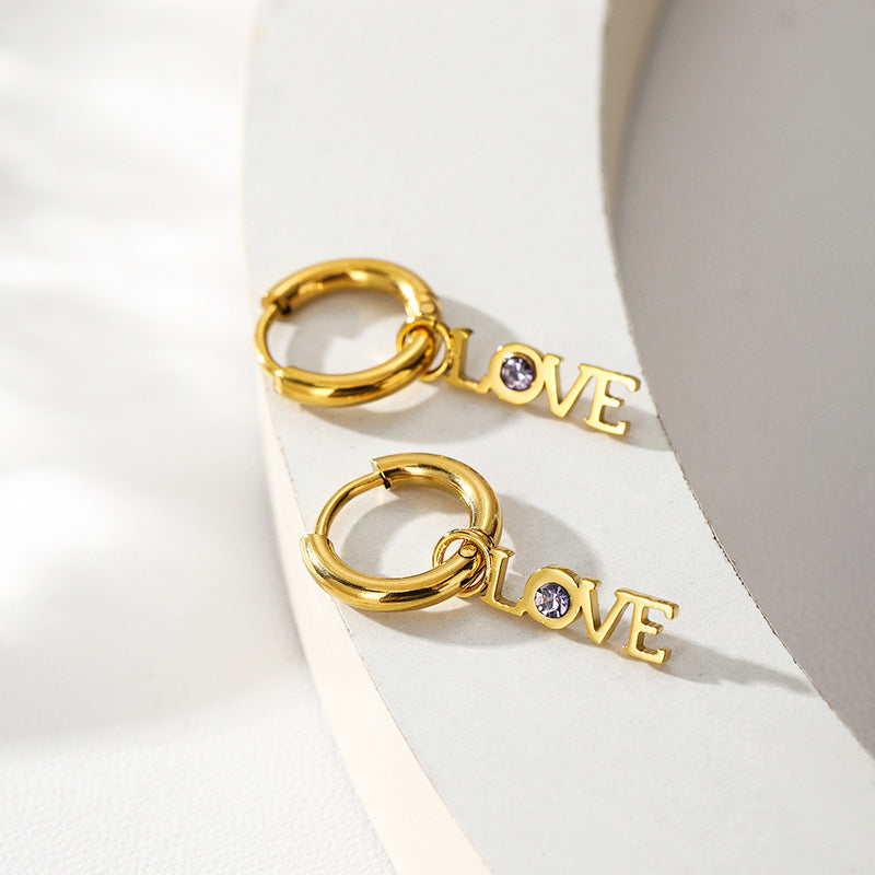 LOVE Zirconia Dangle Earrings