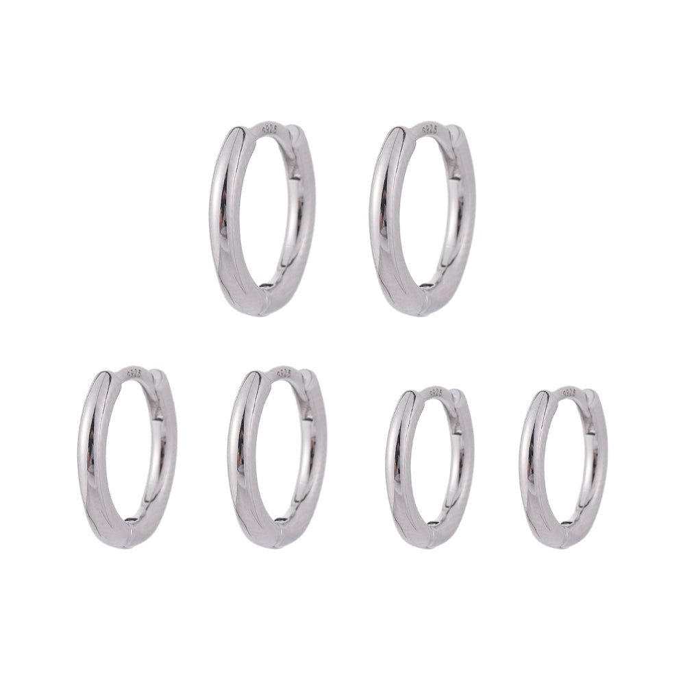 3-Pair 925 Silver Post Earrings Set