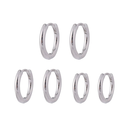 3-Pair 925 Silver Post Earrings Set