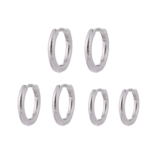 3-Pair 925 Silver Post Earrings Set