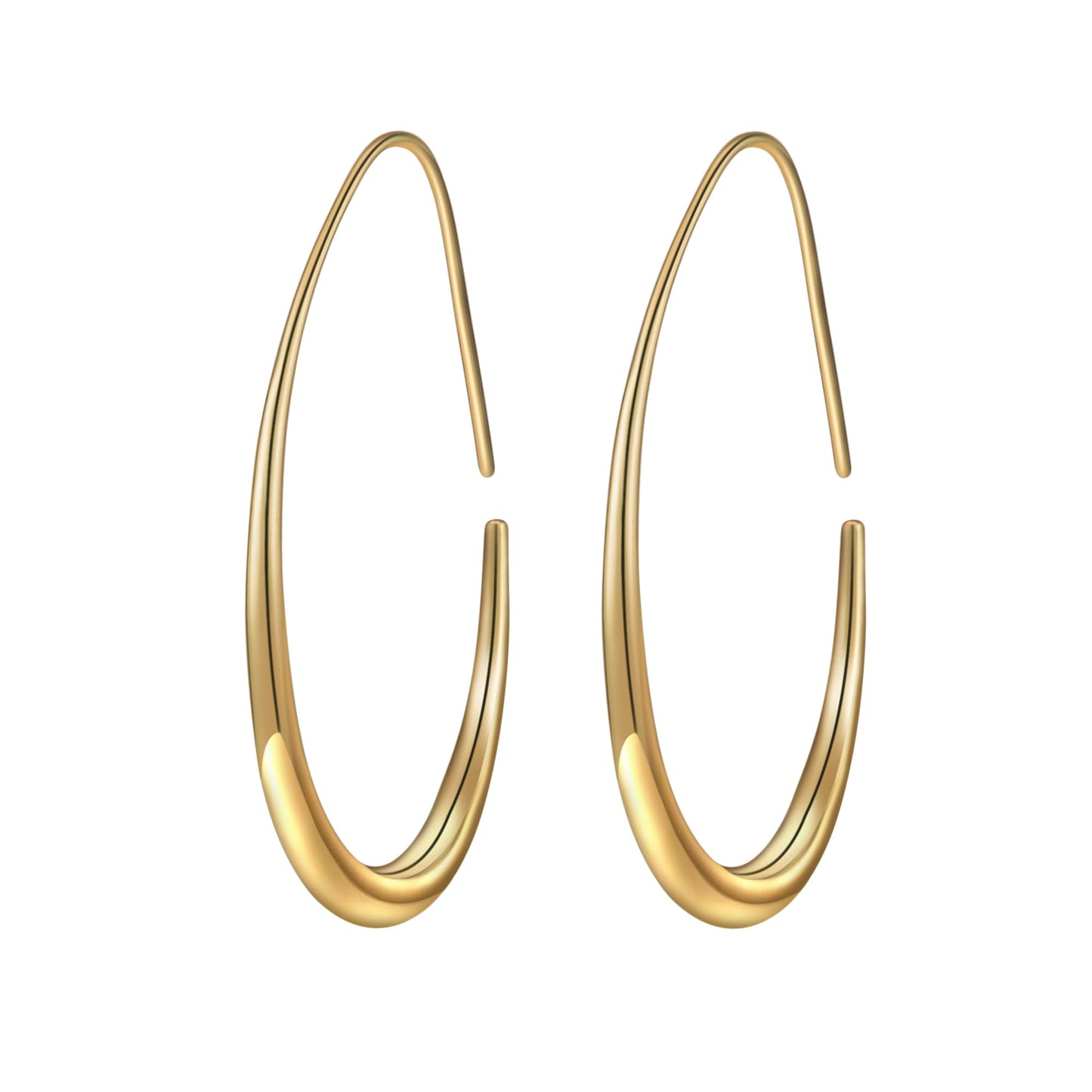 Gold Oval Hook Earrings