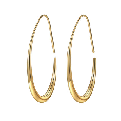 Gold Oval Hook Earrings