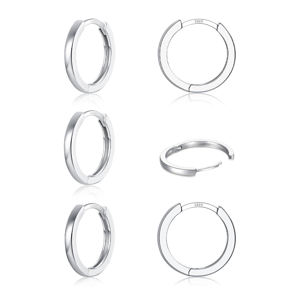 3-Pair 925 Silver Post Earrings Set