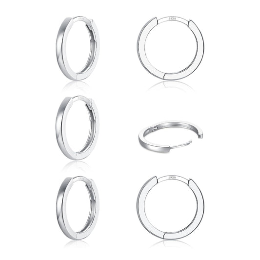 3-Pair 925 Silver Post Earrings Set