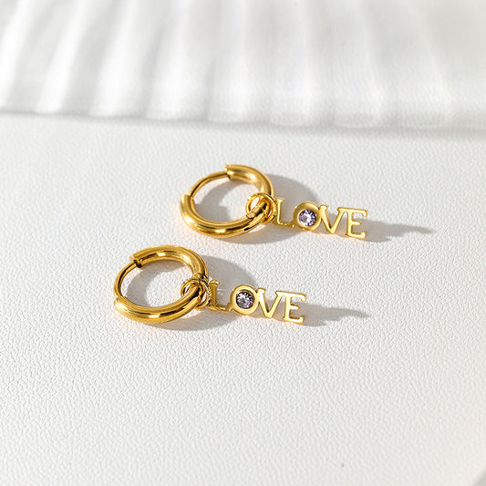 LOVE Zirconia Dangle Earrings