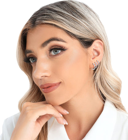 3-Pair 925 Silver Post Earrings Set